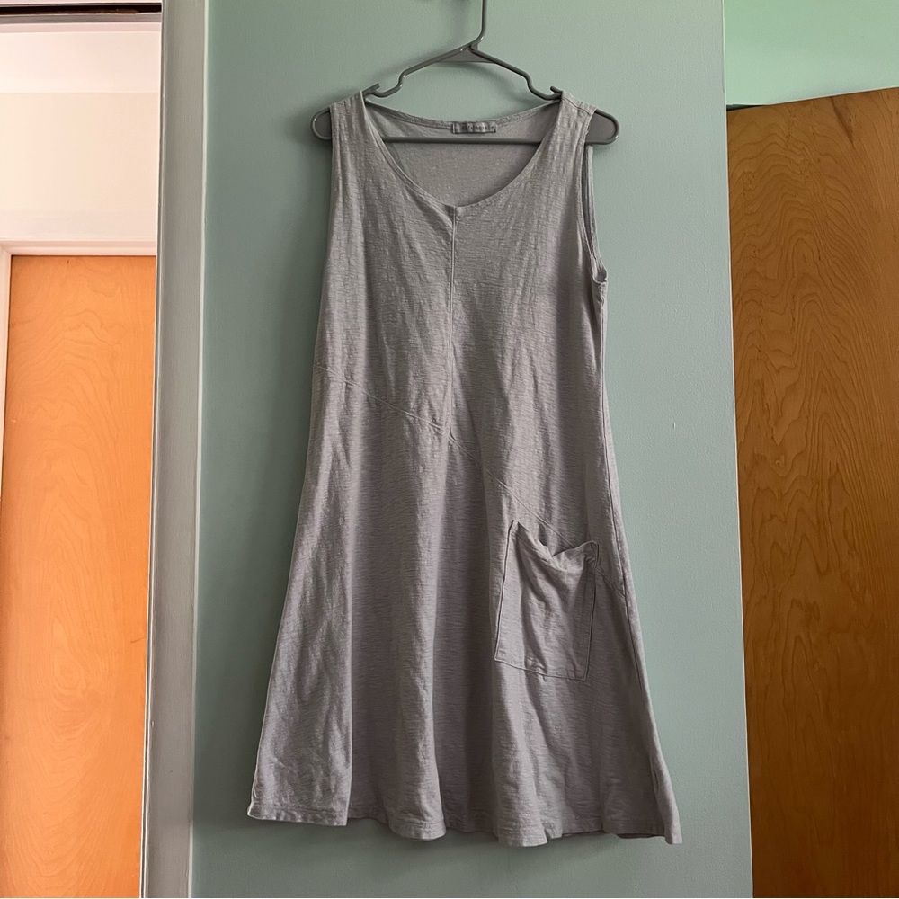 Cut Loose Linen Pocket Dress in Grey Large